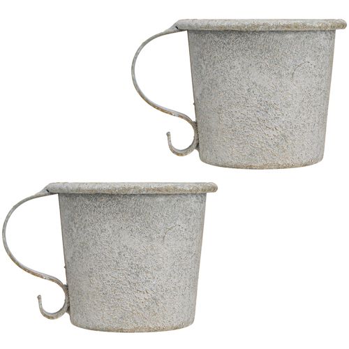 Product Candle holder vintage cup metal grey Ø7cm H6cm 2pcs