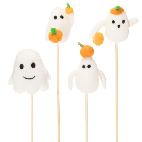 Product Ghost Figures on Wooden Sticks Halloween Decoration 54cm Set of 8
