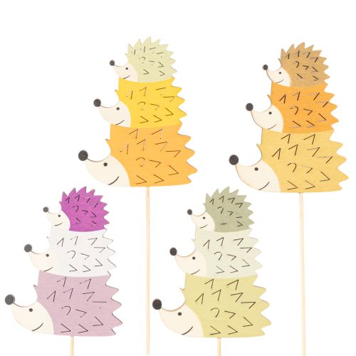 Product Decorative Wooden Hedgehog Family Garden Stakes 34cm, Set of 12