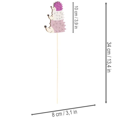 Product Decorative Wooden Hedgehog Family Garden Stakes 34cm, Set of 12