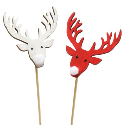 Floristik24 Plug Reindeer Red, White 8.5cm L37cm