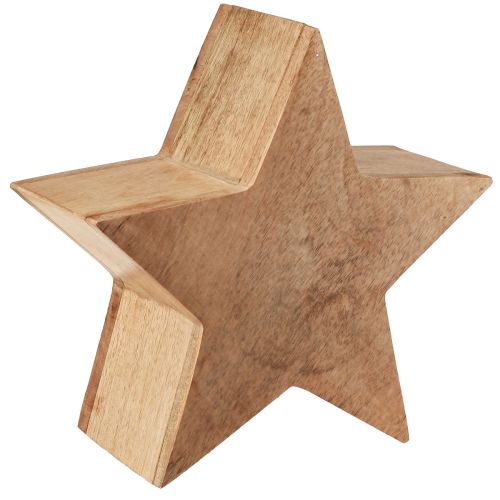 Floristik24 Star decoration wooden table decoration mango wood for standing natural Ø24cm