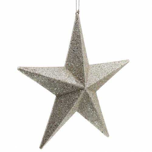 Product Glitter stars to hang champagne Ø21cm 3pcs