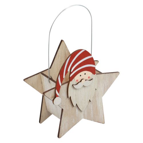 Floristik24 Star made of wood gnome red white table decoration 15.5×6×16.5cm