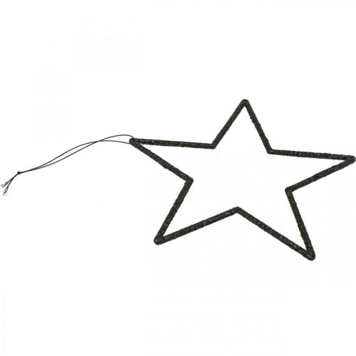 Product Christmas Decoration Star Pendant Black Glitter 17.5cm 9 pcs