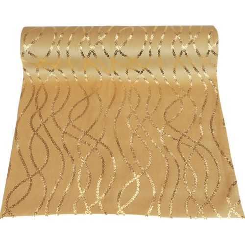 Product Table runner beige gold chains table runner velvet 28×270cm