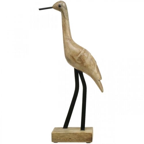 Product Wooden wader, standing crane, decorative bird natural color, black H40cm