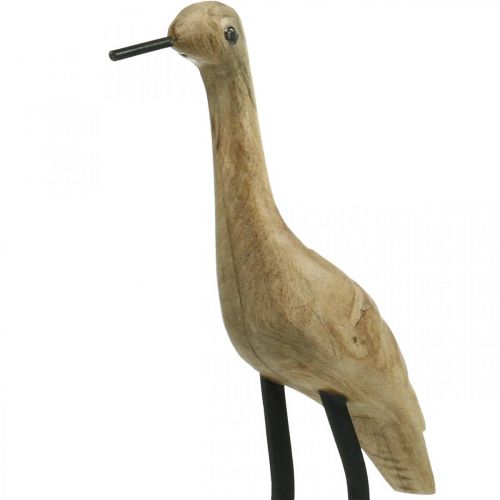 Product Wooden wader, standing crane, decorative bird natural color, black H40cm