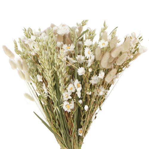 Bouquet Dried Flowers White Strawflowers Oats Lagurus 55cm