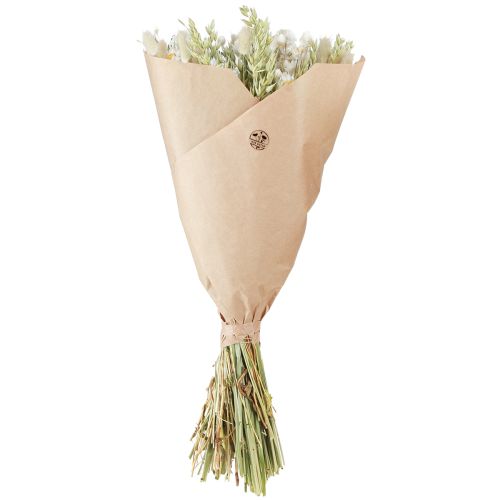 Product Bouquet Dried Flowers White Strawflowers Oats Lagurus 55cm