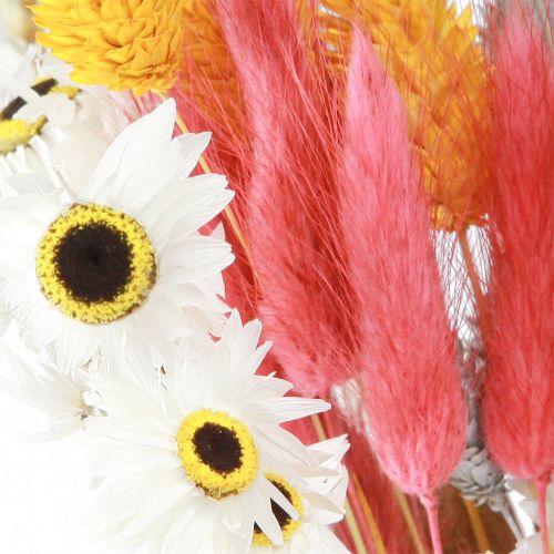 Product Bouquet of dried flowers and grains pink yellow blue 55cm