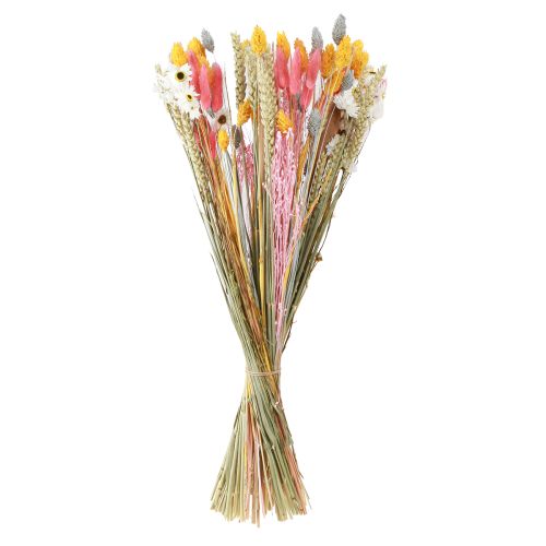 Product Bouquet of dried flowers and grains pink yellow blue 55cm