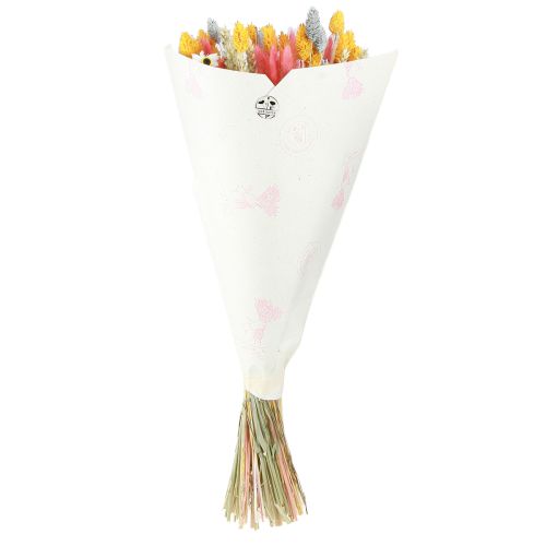 Product Bouquet of dried flowers and grains pink yellow blue 55cm