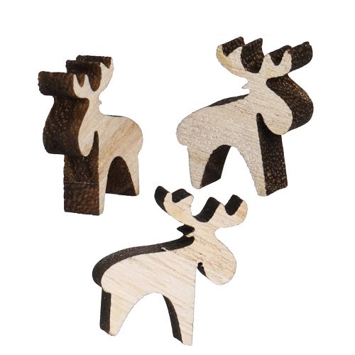 Floristik24 Scatter decoration wooden elk decoration natural brown 2x2.5cm 108 pcs