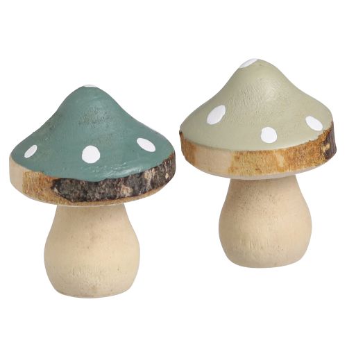 Floristik24 Scatter decoration wooden mini mushrooms decoration toadstools green Ø2.5cm 24 pcs