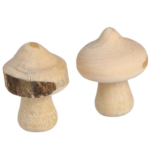 Scatter decoration mini mushrooms wooden decoration natural with bark Ø2cm 36 pcs