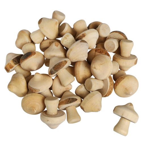 Product Scatter decoration mini mushrooms wooden decoration natural with bark Ø2cm 36 pcs