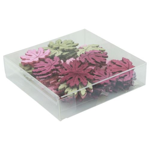 Product Scatter decoration wooden autumn leaves table decoration purple pink green 4cm 72pcs