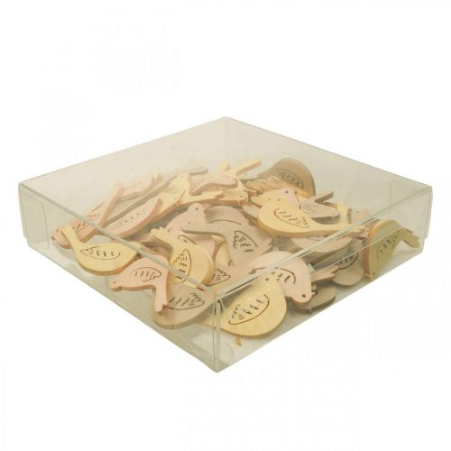 Product Scatter decoration bird decoration wood spring yellow/beige/orange Ø4cm 72 pcs