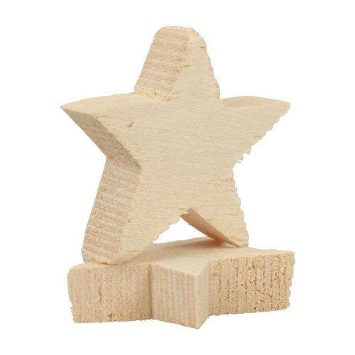 Product Scatter decoration Christmas stars natural wooden stars Ø4cm 24 pcs