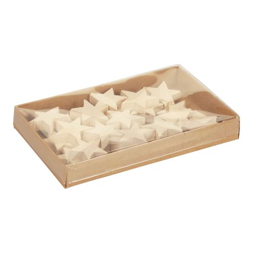 Product Scatter decoration Christmas stars natural wooden stars Ø4cm 24 pcs