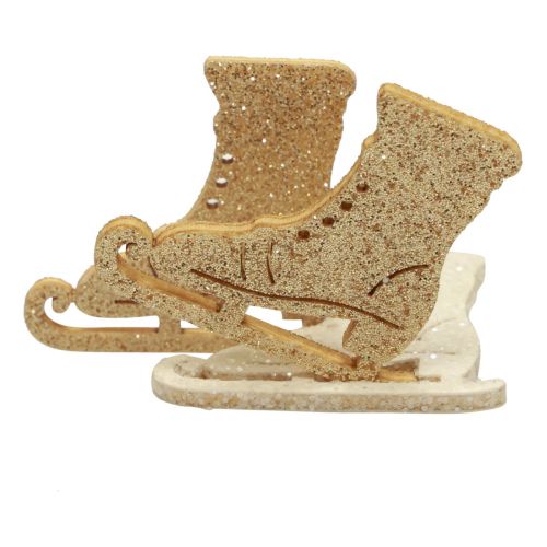 Product Scatter decoration winter decoration wooden ice skate glitter 4x3.5cm 72 pcs