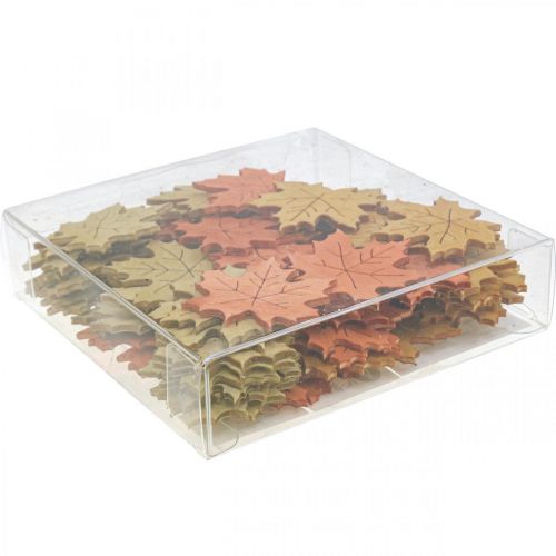 Product Table decoration autumn, scatter decoration wood maple leaf W4cm 72 pcs