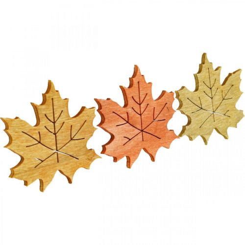 Product Table decoration autumn, scatter decoration wood maple leaf W4cm 72 pcs