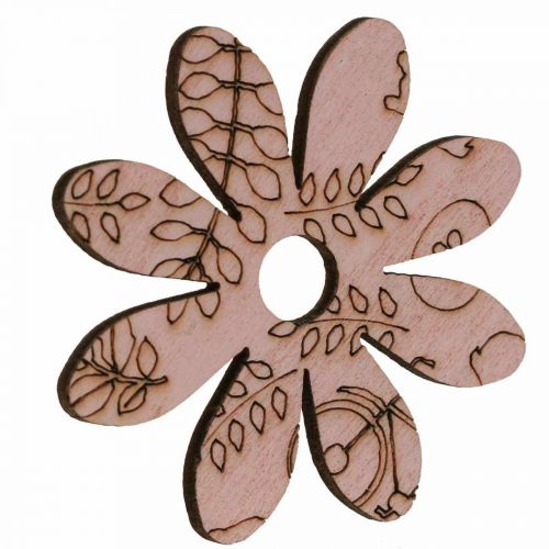 Product Wooden flowers scatter decoration flowers green/pink/blue/natural Ø3.5–5cm 72 pcs