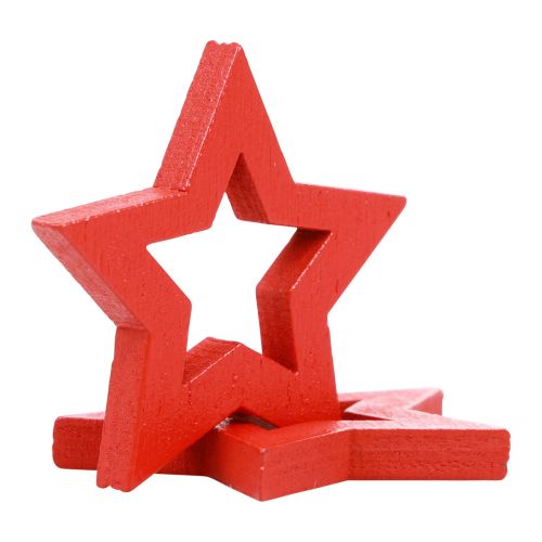 Product Scatter Decoration Christmas Decoration Stars Red Wooden Stars Ø4cm 54 Pcs