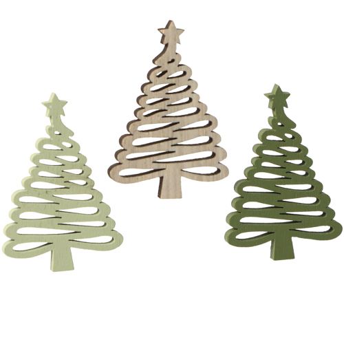 Floristik24 Christmas Tree with Star Green Scatter Wood 3×4.5cm 72pcs