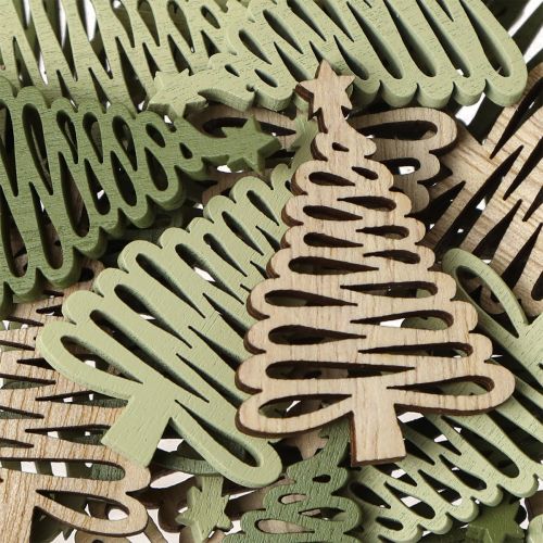 Product Christmas Tree with Star Green Scatter Wood 3×4.5cm 72pcs