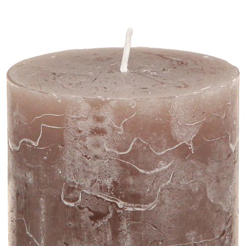 Product Pillar candles brown candles 3 colours 70x100mm 12 pcs