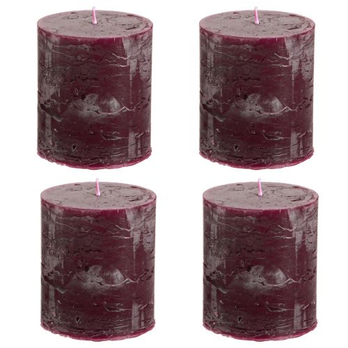 Product Pillar candles Burgundy candles colored 70×80mm 4 pcs