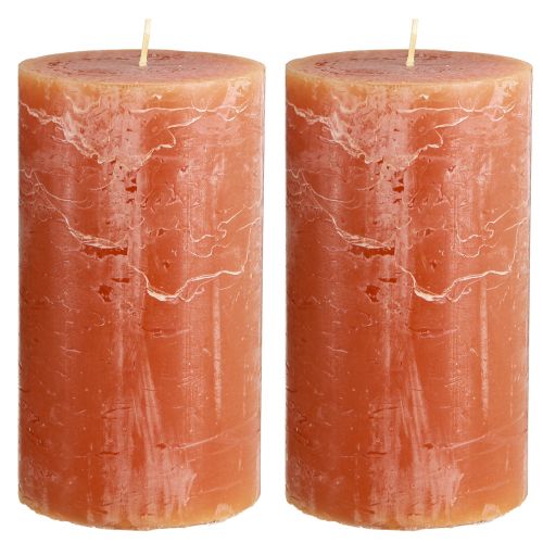 Product Pillar Candles Dark Orange Solid Coloured Sunset 85×150mm 2pcs