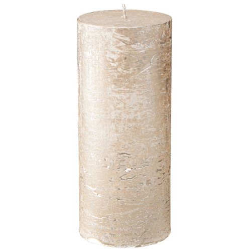 Floristik24 Pillar candles dyed light gold 85×200mm 2pcs