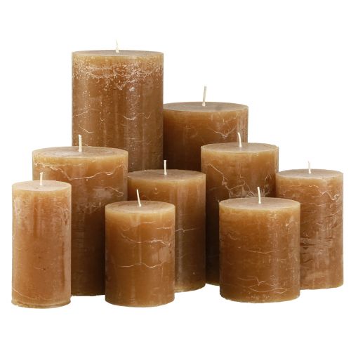 Floristik24 Pillar candles colored caramel various sizes