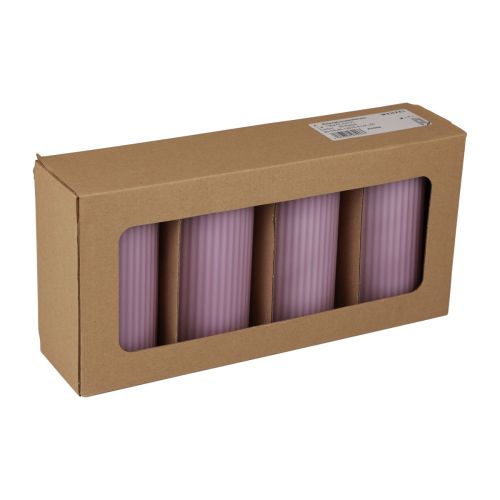 Product Pillar candles lilac grooved candles candles decoration 70/130mm 4pcs