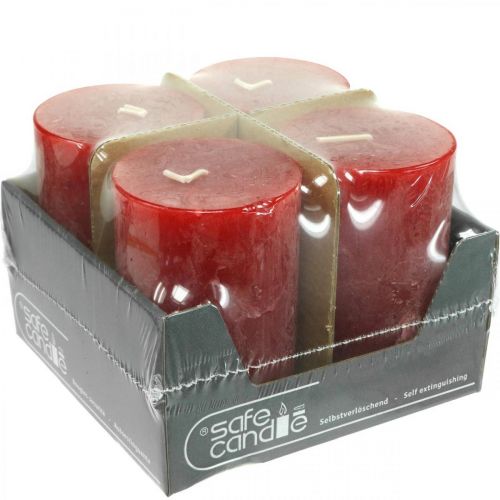 Product Pillar Candles Rustic Solid Colored Advent Candles Red 70/110mm 4 Pcs