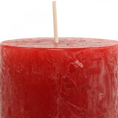 Product Pillar Candles Rustic Solid Colored Advent Candles Red 70/110mm 4 Pcs