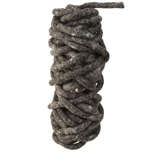 Stylo felt cord sheep&#39;s wool felted grey 10mm 15m