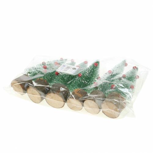 Product Christmas tree green snow-covered Ø5cm H15cm 6 pcs