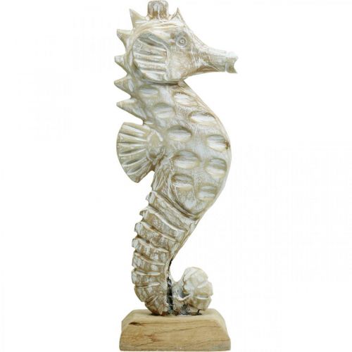 Product Seahorse Deco White Wood Maritime Decoration Deco Figure H38cm