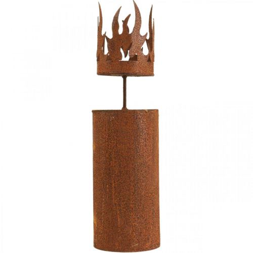 Product Tea light holder candle shape rust decoration patina metal H36cm