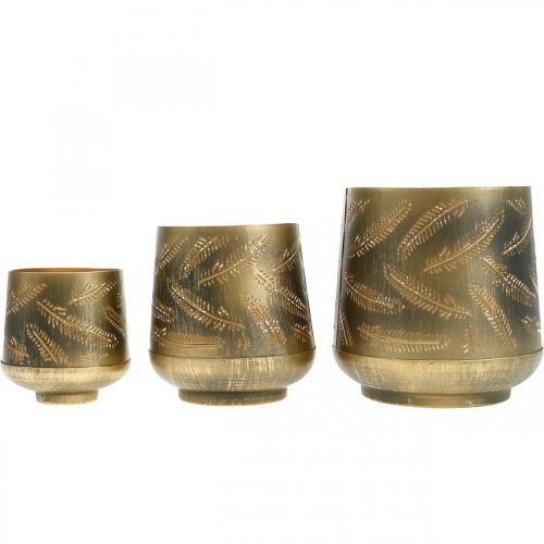 Product Tealight holder Christmas metal bronze, gold Ø13.5 / 11 / 8.5cm, set of 3