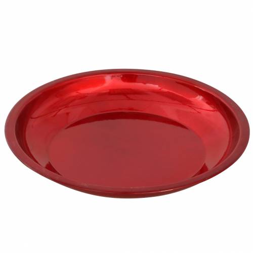 Product Decorative plate made of metal red with glaze effect Ø23cm