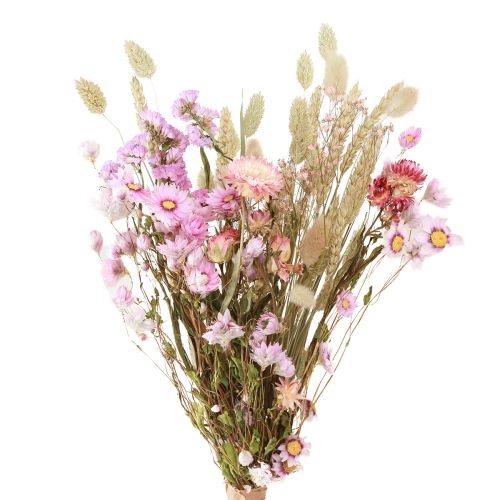 Dried Flower Bouquet Pink Strawflowers Lagurus Wheat 55cm