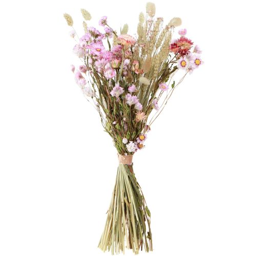 Product Dried Flower Bouquet Pink Strawflowers Lagurus Wheat 55cm