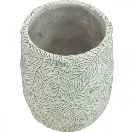 Product Planter ceramic green white gray pine branches Ø12cm H17.5cm