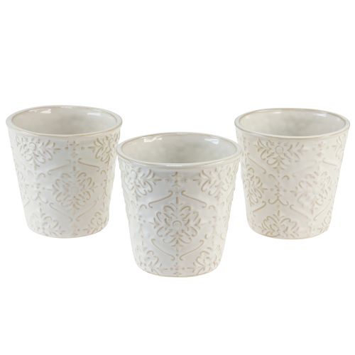 Product Planter Ceramic Plant Pot White Ø11cm H11cm 3pcs